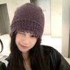 Warm Bag Head Hat Women's Autumn and Winter New Versatile Face Small Pullover Hat Knitted Wool Hollow Cold Hat