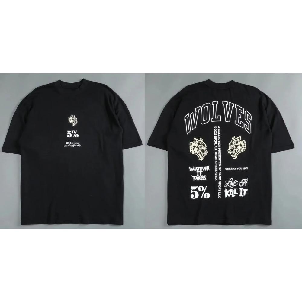 Darc Wolfskopf Lustiger Aufdruck Workout Fitnessstudio Fitness 100% Baumwolle Herren T-Shirt Kurzarm Lässiges T-Shirt Mode Sport Übergroße Y2k Oberteile