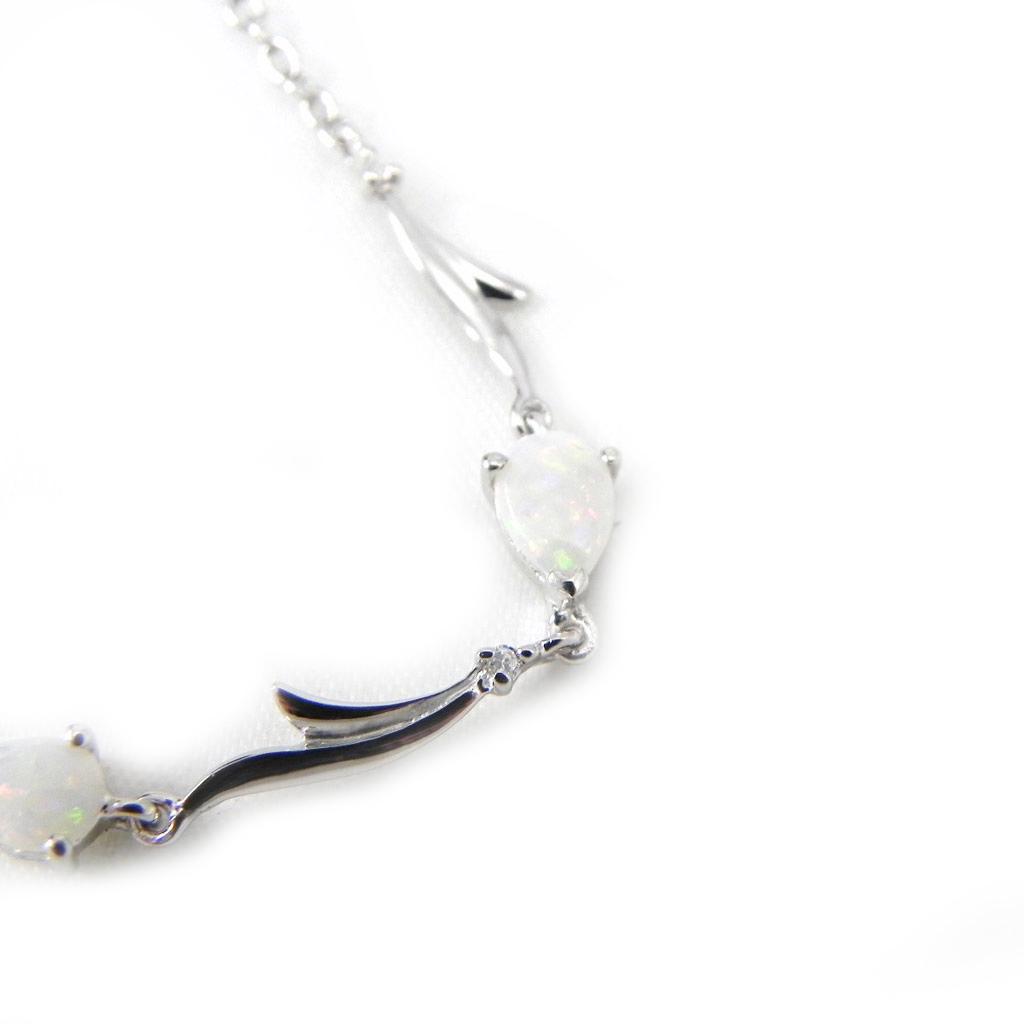 Les Trésors De Lily [G9286] - Silberarmband 'Göttin Opal' Silbrig-weiß (rhodiniert) - 5 mm