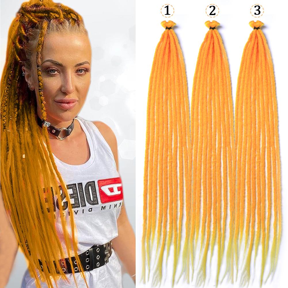 

26 Synthetic Crochet Red Dreadlock Extensions100% Handmade Single Ended Dreads Reggae Style for Girls(10 Strands/PC,3PCS) 26inches оранжевый