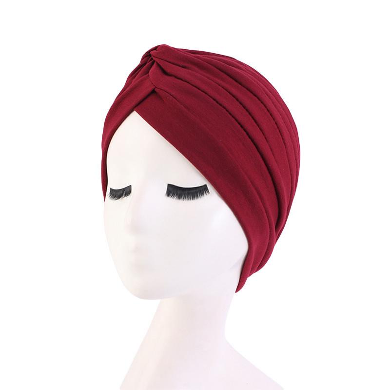 Indian Muslim Women Turban Jersey Hijab Bonnet Pleated Cap Hair Loss Hat Islamic Under Scarf Head Wrap Chemo Caps Beanies Cover