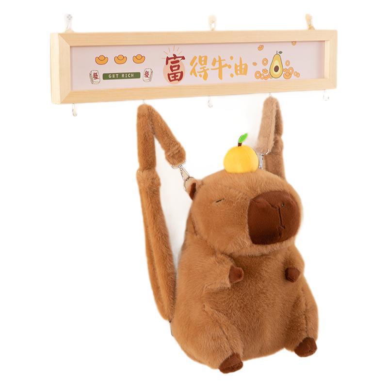 New Capybara Plush Bag Children's Backpack Mao Mao Shoulder Bag Kapibara Messenger Bag Large Capacity