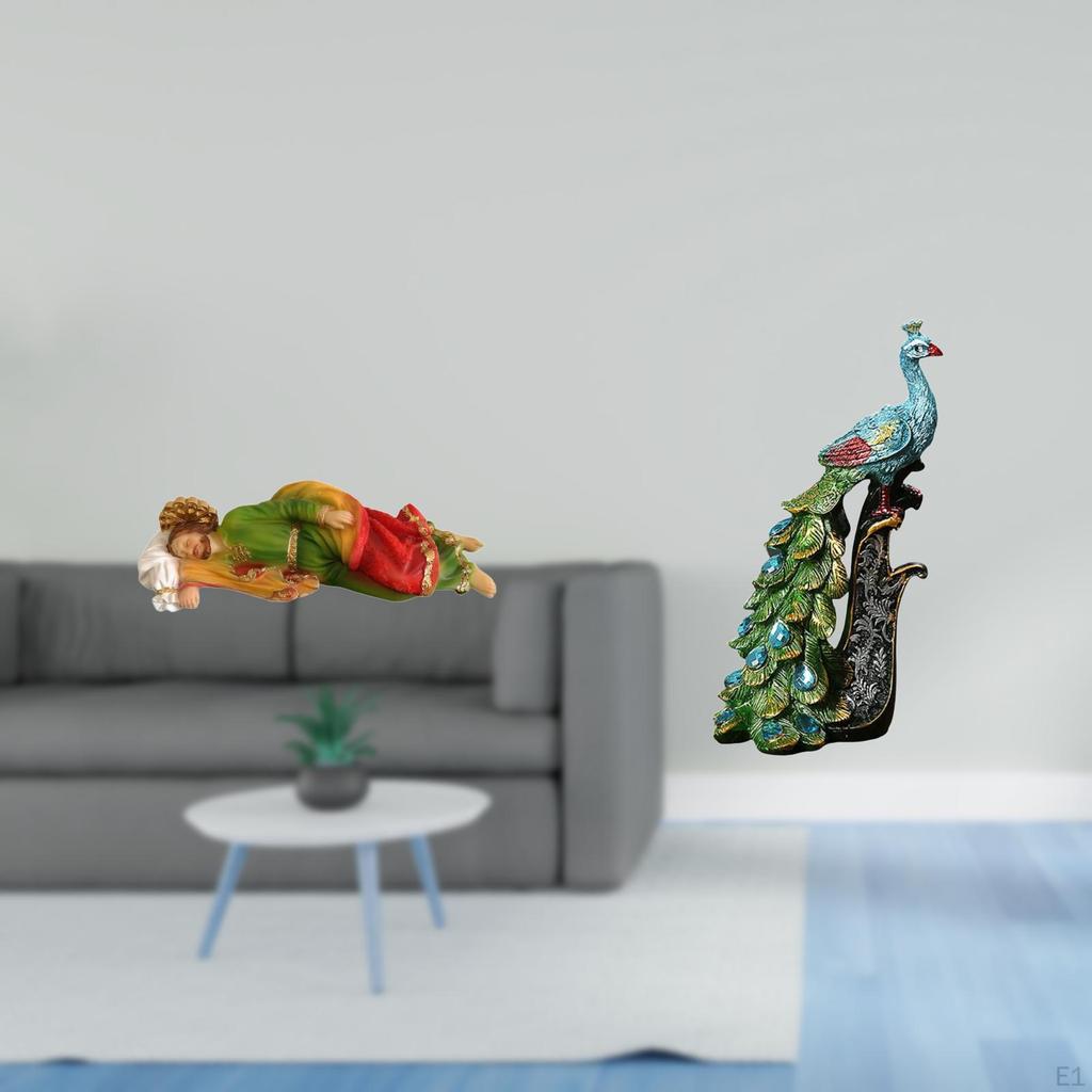 Elegant Resin Joseph And Peacock Sculpture Collection for Tabletop Desk Display Office Bedroom