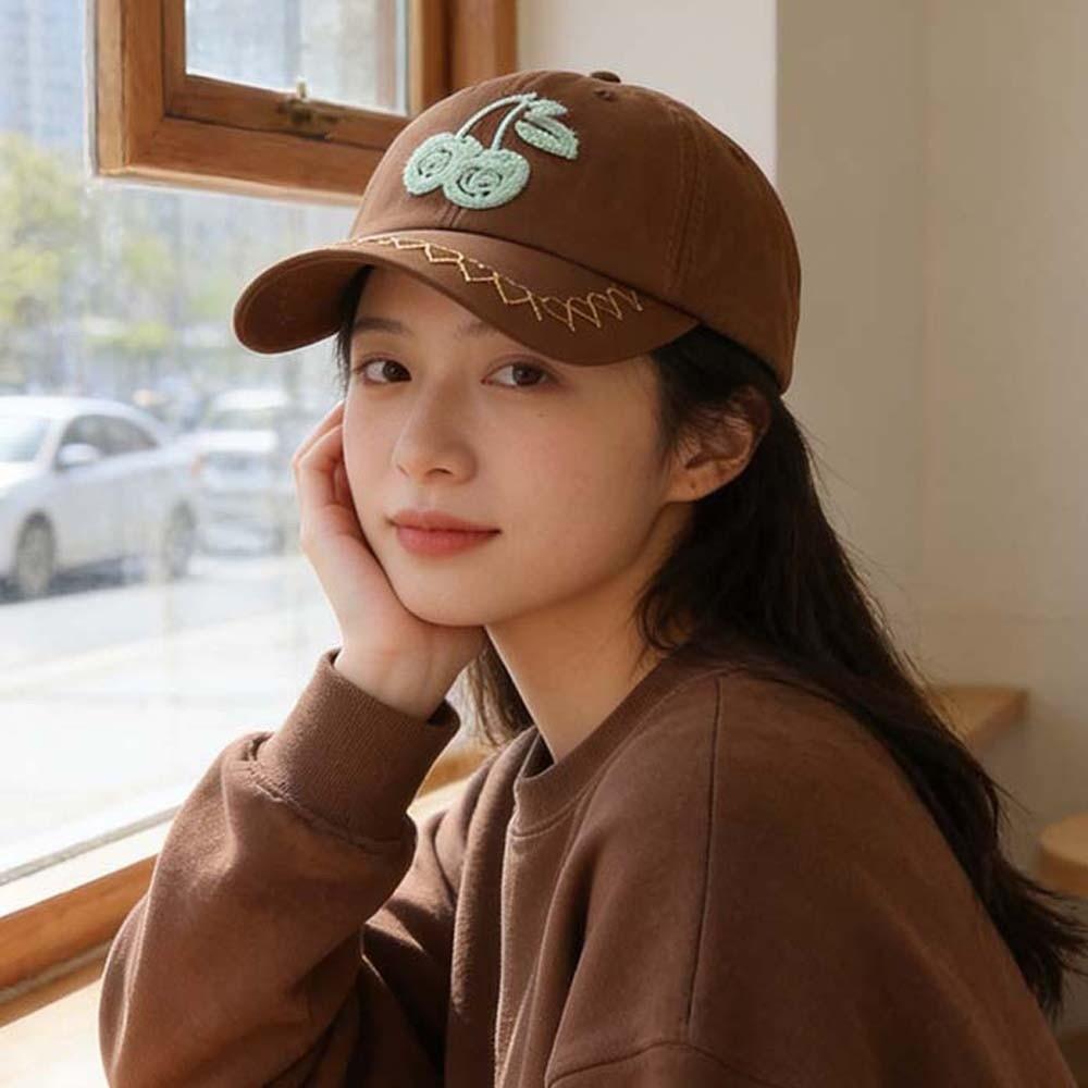 Sunscreen Cherry Baseball Cap Adjustable Sunshade Casquette Casual Embroidered Peaked Hat  Sports