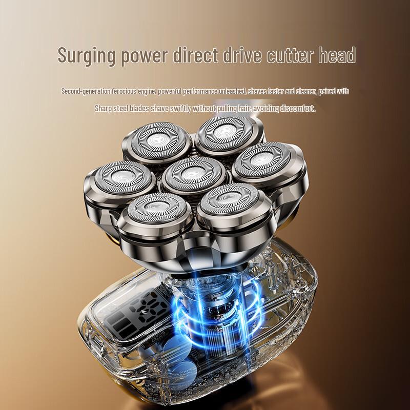 Qiman Magnetic 7-Blade Electric Head Shaver CN plug (adapter included)