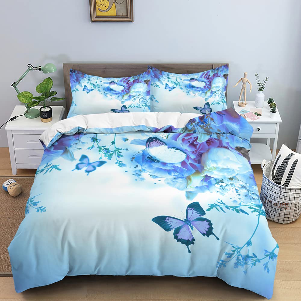Butterfly Duvet Cover Wild Animal Bedding Set Microfiber Comforter Cover Full Queen King For Girls Teens Adult Room Dorm Decor