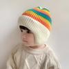 Soft Striped Rainbow Hat Korean Beanie Cap Colorful Baby Knitted Hat  Boys Girls