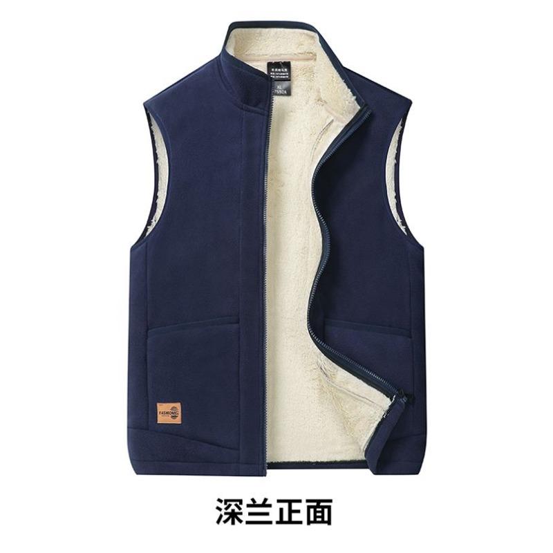

Lamb Velvet Vest Men s Thickened Double-sided Velvet Polar Fleece Warm Winter Vest Jacket 5XL синій