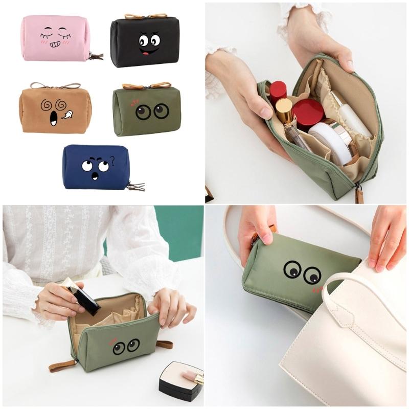 Practical Smile Series Makeup Bag Unisex Nylon Hand Carry Cosmetic Organizer Storage Bags For Daily Use