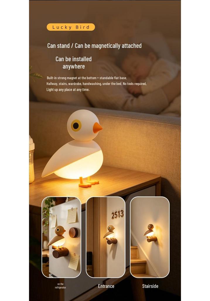 Lucky Bird LED Motion Sensor Night Light – Nordic Decorative Bedside Lamp