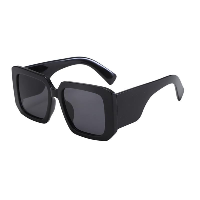 Oversized Square Black Frame Sunglasses With Uv400 Protection For Outdoor Fashion And Driving
