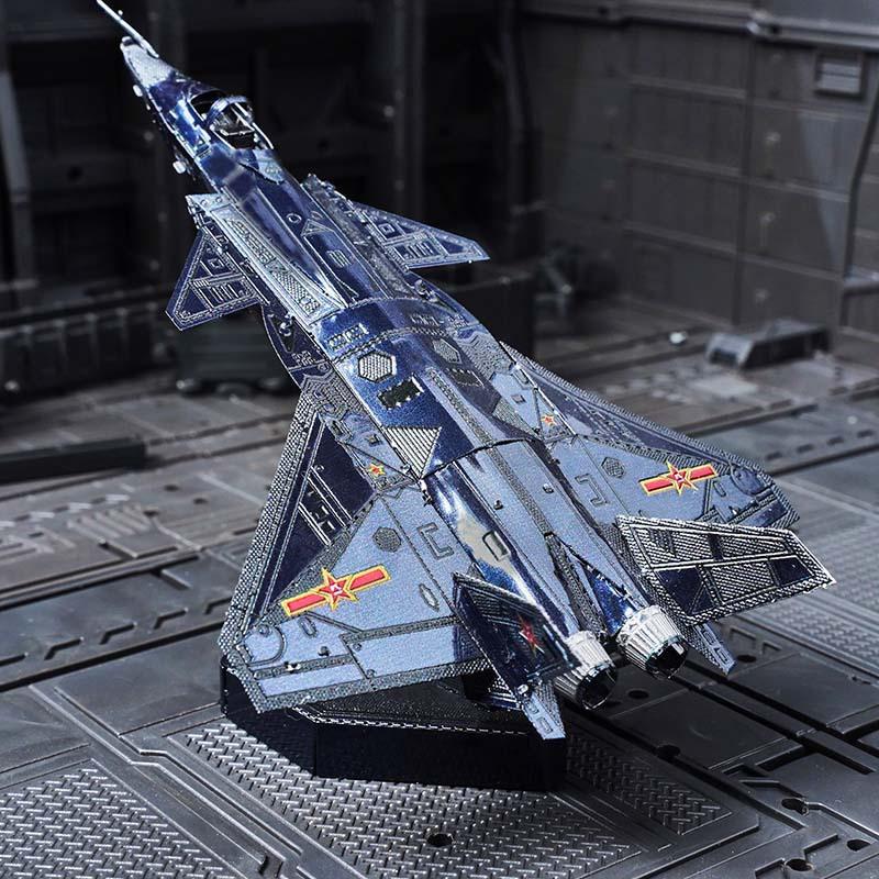 Colorful J-20 Fighter 3D Metal Puzzle Handmade Aircraft Miniature Assembled Model Jigsaw Puzzle Toy designed for Adult Creative Present