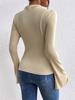 Herbst Winter Neuestes Vielseitiges Rüschenärmel Rundhals Slim Fit Damen T-Shirt