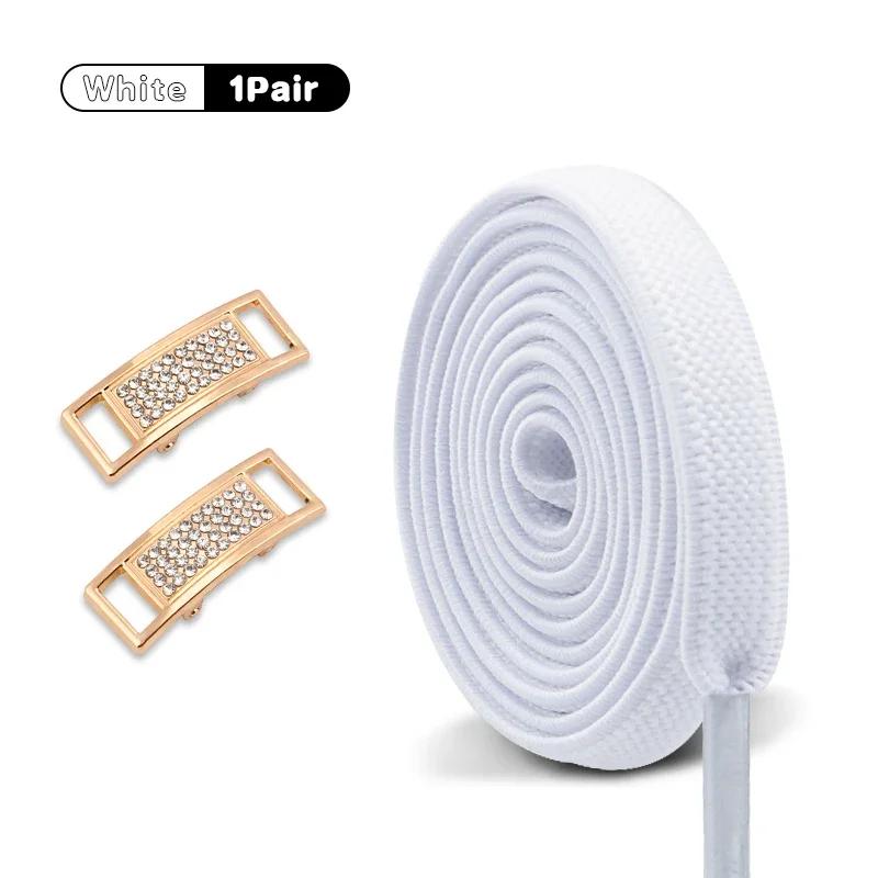 1 Pair Diamond Lock Shoelaces Without Ties Elastic Laces Sneakers No Tie Shoe Laces Kids Adult 0.8cm Flat Shoelace for Shoes New