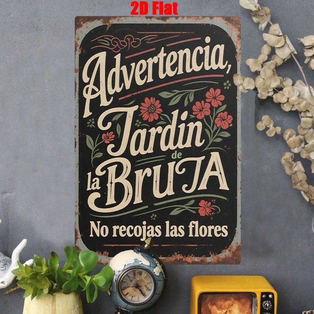 Vintage Spanish Witch Garden Metal Wall Art Floral Sign Perfect for Patio Living Room Balcony Decor Halloween Gift