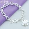925 Sterling Silver Clover Leaves Lucky Number 5 Bracelet 20cm Chain Women Wedding Engagement Party Jewelry
