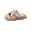 2026New Summer Girls' Indoor and Outdoor Slippers with Pearl Decorations Beach Cross-strap Sandals for Children