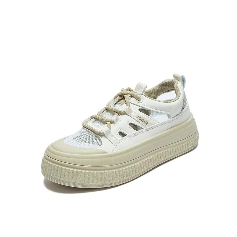 Dámské letní Ležérní Tenisky na platformě Prodyšné vycházkové boty z PU kůže pro ženy Protiskluzové Šněrovací Tenisky Sportovní boty Běžecké tenisky