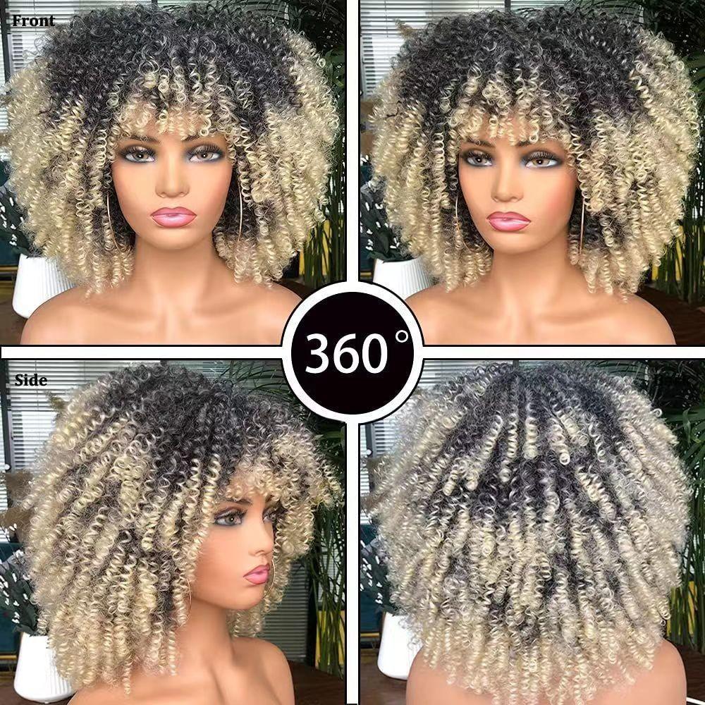 More Than 30 Types Of Micro Rolled European American Explosive Hair Wigs Covers African Small Rolls Fluffy Short Curly Kinky High-temperature Silk