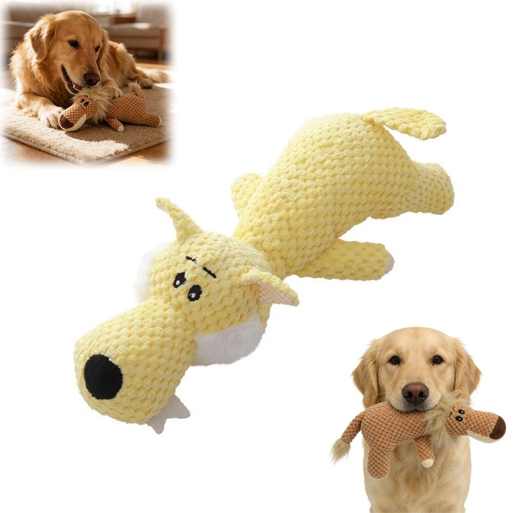 Squeaky Plush Dog Chew Toy for Teeth Cleaning Interactive Puppy Toy with Cartoon Design Washable Plush Toy for Dogs