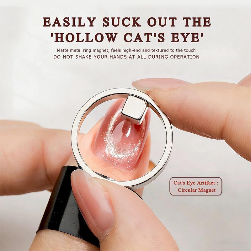 @#Hollow Cat Eye Magnet For Gel Nail Polish Ring Nail Art Magnet Set French Magnetic Auxiliary Tool Diy Manicure Magnetic Tool