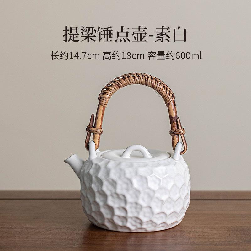 600ML Zen Black Hammer Point Lifting Beam Pot Household Tea Brewing Pot Boiling Water Kettle For Electric Pottery Stove Teaware