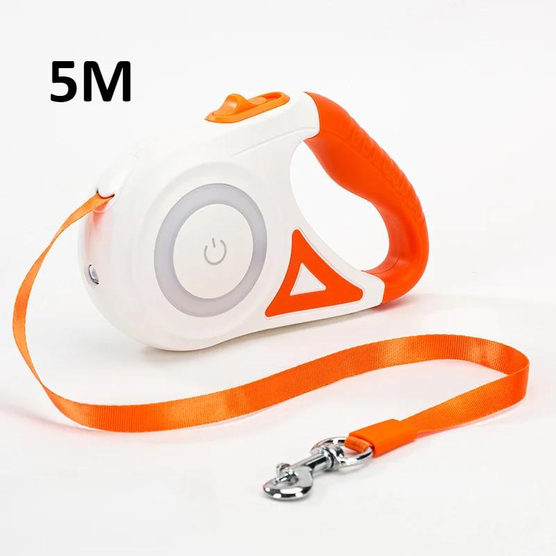 3/5M Automatic Dog Leash Retractable LED Luminous Leading Fashion Light Straps for Dog Puppy Pet Flexi Walking Running Lead Pets