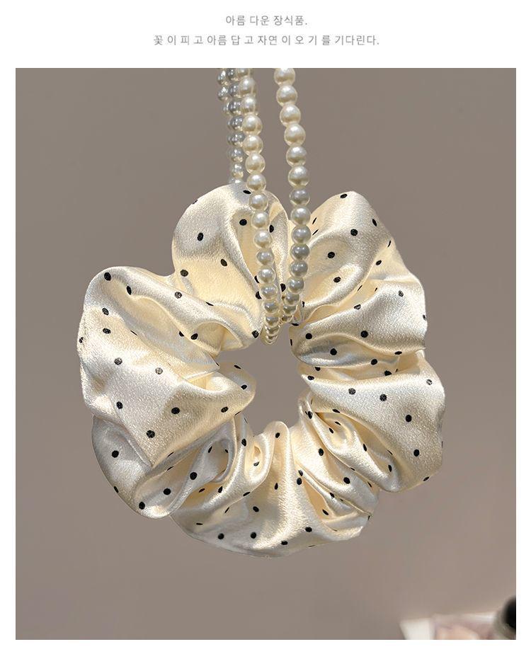 High-End French Satin Polka Dot Scrunchie - Elastic Hair Tie & Bun Accessory for Women