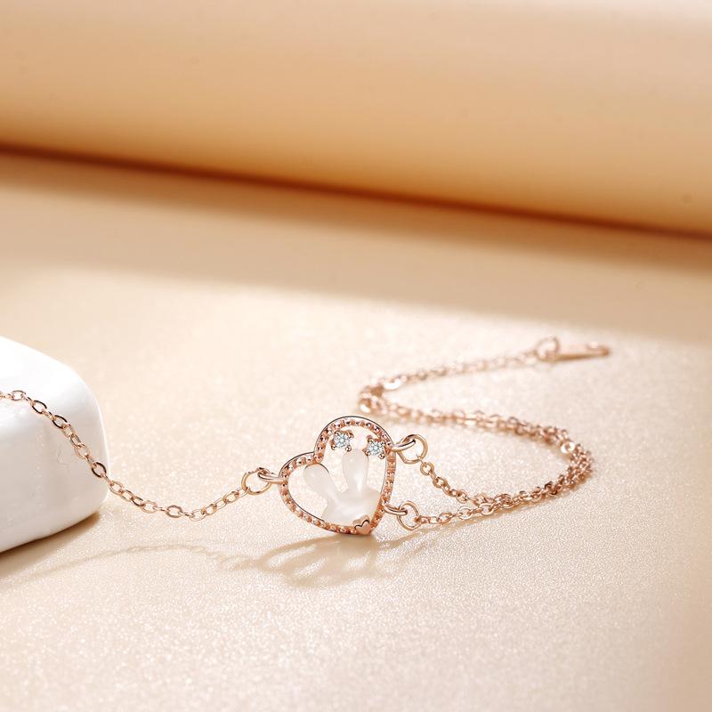 Love Rabbit Bracelet Female Creative Niche Design Double-layer Bracelet Heart-shaped Girl Heart Cute Jewelry