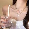 Versatile Mori candy color love beaded necklace female cute girl wind sweet temperament collarbone chain new