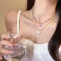 Versatile Mori candy color love beaded necklace female cute girl wind sweet temperament collarbone chain new