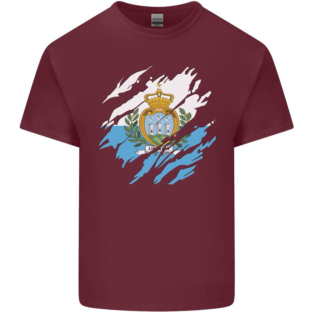 Torn San Marino Flag Sammarinese Day Football Unisexs Light Cotton TShirt