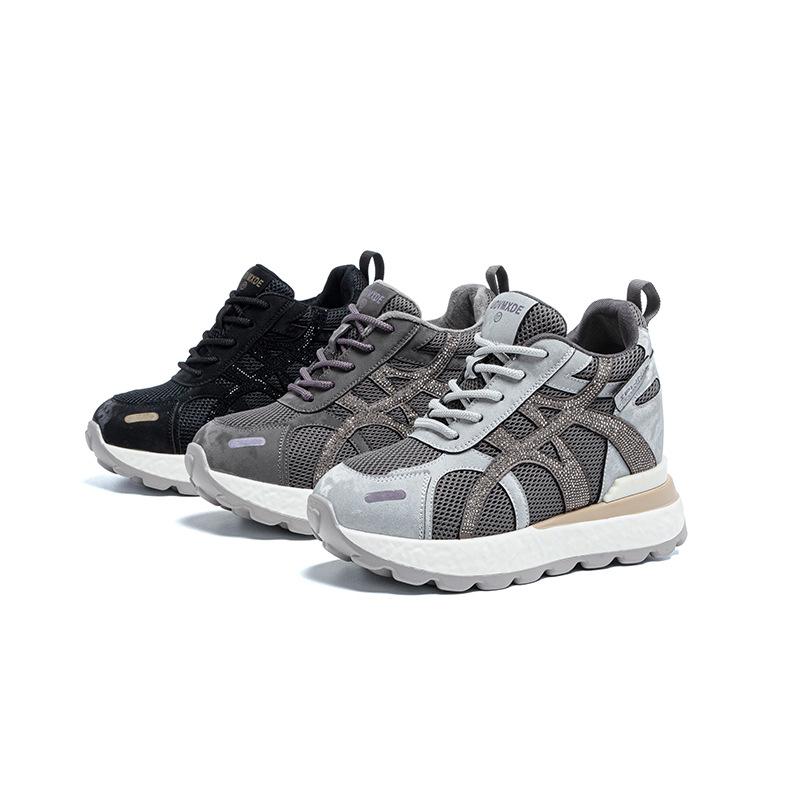 10CM Thick-soled Sports Style Forrest Gump Shoes Women's Autumn and Winter New Casual Shoes Low-top Lace-up 2025 Height-increasing Women's Shoes