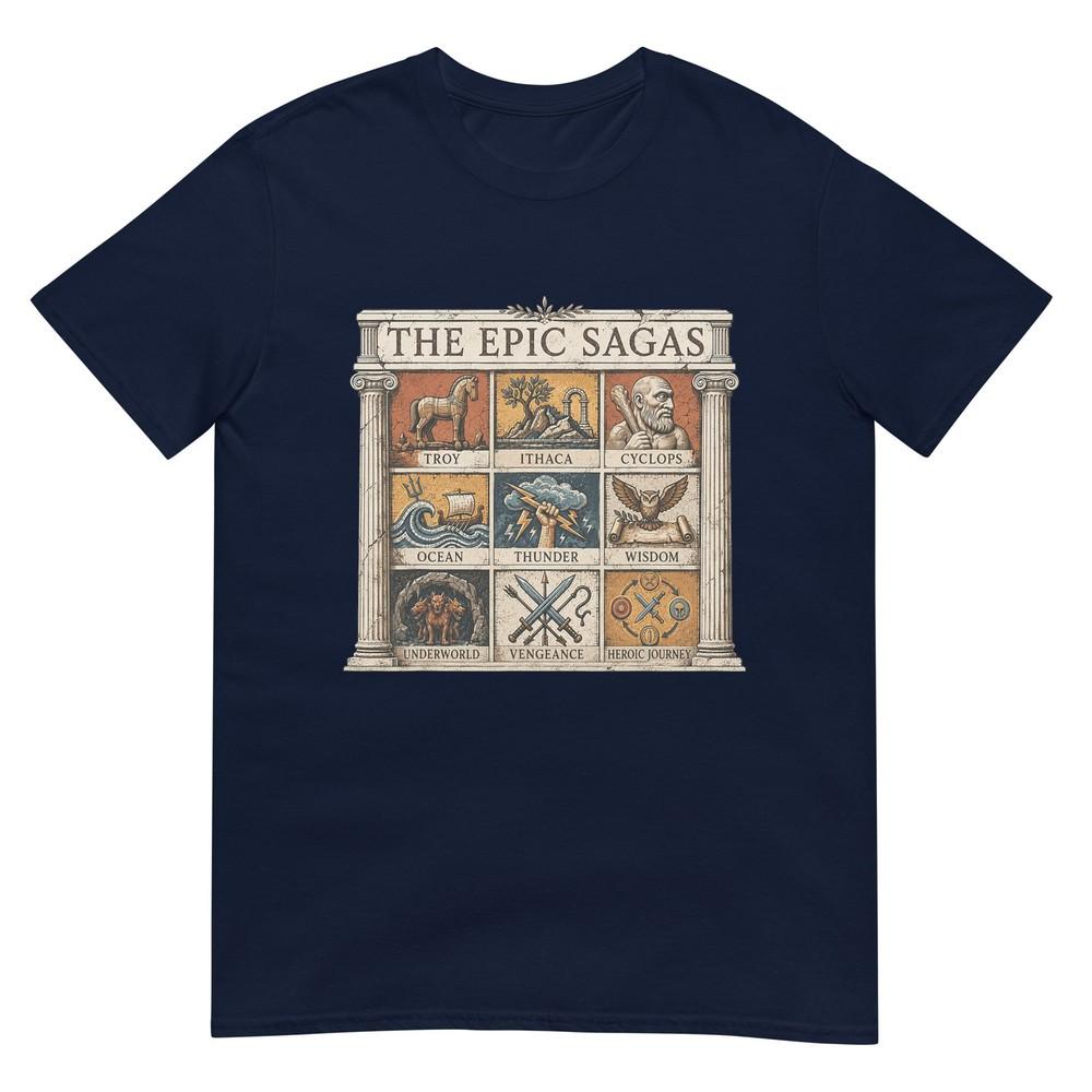 Greek Mythology Epic Sagas Odyssey Ithaca Thunder Retro Tshirt S