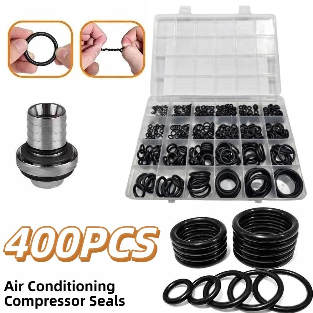 400Pcs 24 Sizes Rubber O-Ring Gasket Heat-resistant Air Conditioning Compressor Seals Auto Repair