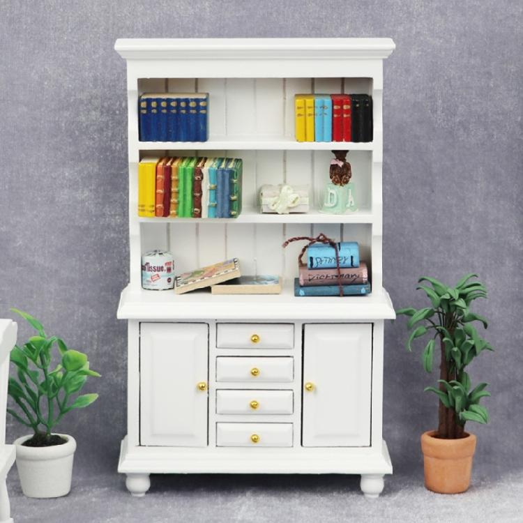 Portable 1 12 Scale Miniature Sturdy Wood Bookcase Dollhouses Furniture Three Layers Display Decoration for Kids