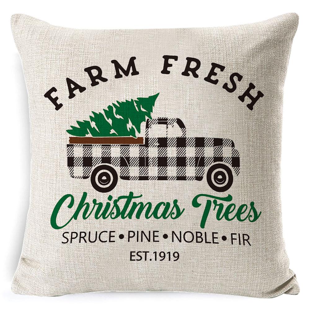 Christmas Pillowcase, Home Bedside Cushion, Linen Short Plush Printed Halloween Sofa Pillow