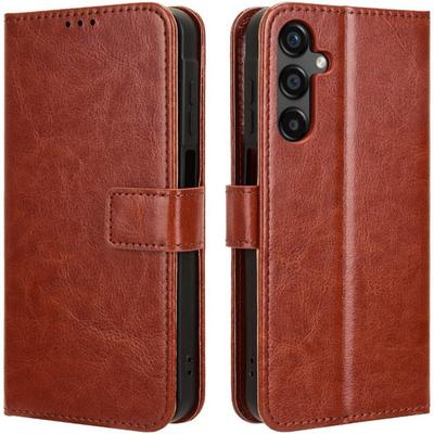 Flip Case for Samsung Galaxy M55 5G, Crazy Horse Wallet, Brown