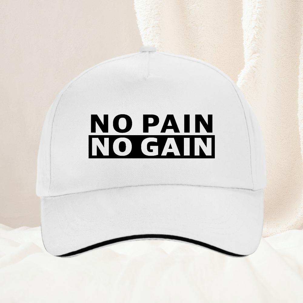 No Pain No Gain Baseball Cap for Unisex Women Adjustable Bodybuilding Fitness Gym Dad Hat Sun Protection Snapback Hats