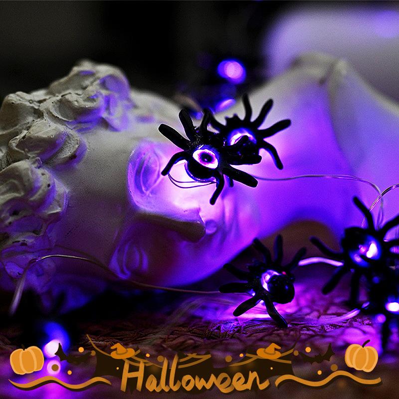 1PACK LED Purple Spider Light String Halloween Battery Box Theme Props Decoration Lights