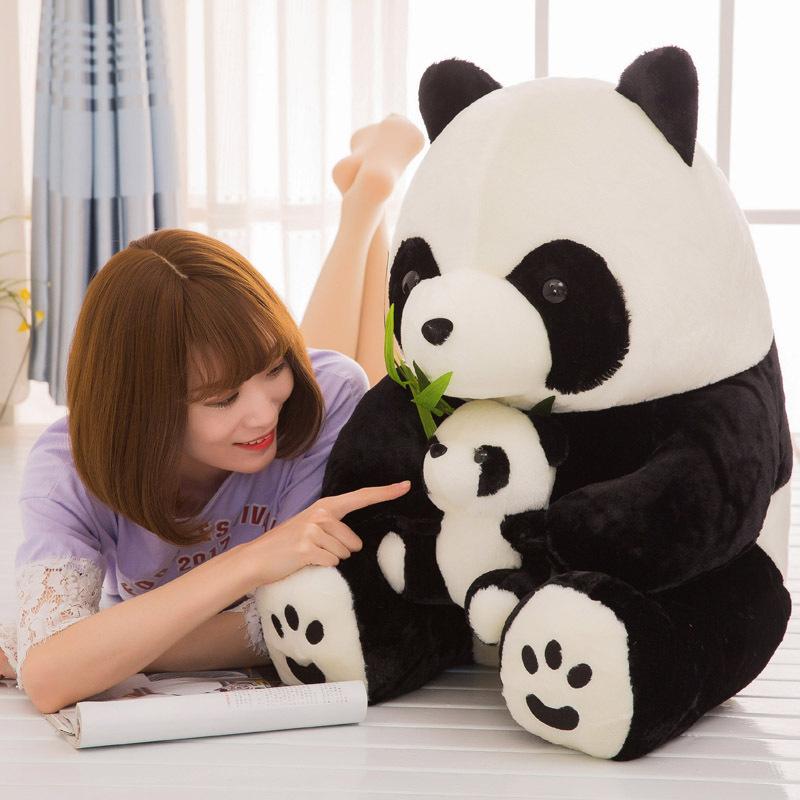 Bai Fen Bai Dolls And Toys Black Simulation Giant Panda Doll Large Plush Toy Red Panda, Mother And Son Panda, Rag Doll Gifts