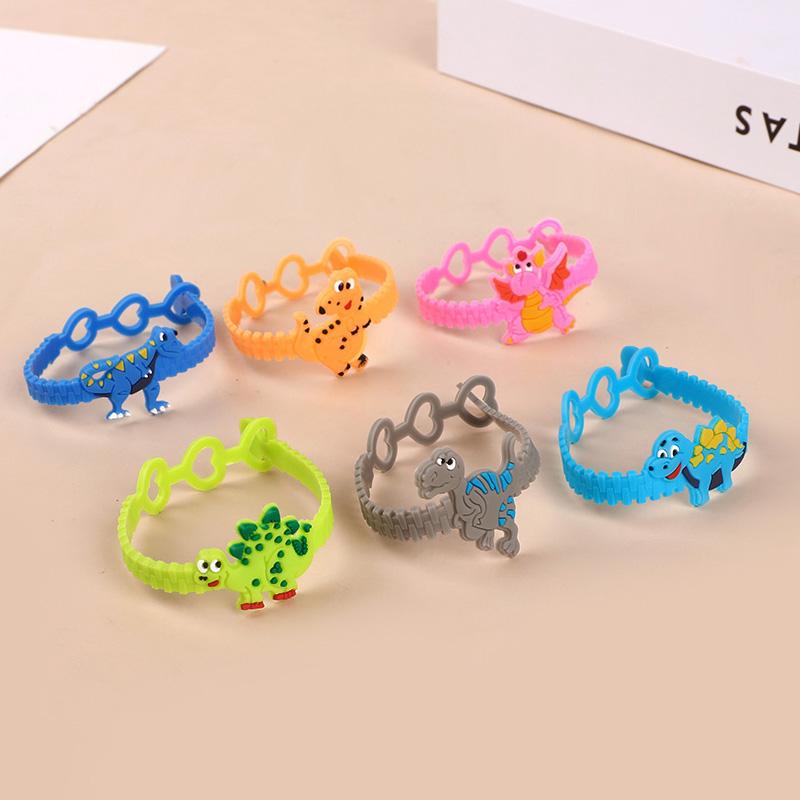 12Pcs Cartoon Dinosaur Bracelets Kids Boys Birthday Party Favors Pinata Filler Guests Gift Dinosaur Party Decorations Supplies