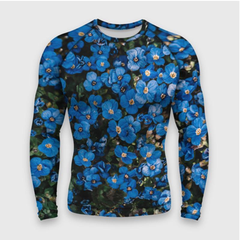 Spring and Autumn Round Neck 3D Artistic Pattern Printed Top Fashionable Casual Long Sleeved Men's T-shirts