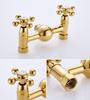 Gold-Plated Retro European Shower Set: Dual Handle Bathtub Faucet with Hot and Cold Mixer