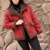 Dual-Sided Lambswool & Leather Motorcycle Jacket - Warm Velvet-Lined Fur Coat for Autumn/Winter
