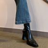 Vintage High Heel Women Ankle Boots Fashion Square Toe Short Booties Autumn Winter Ladies Shoes Botas Mujer