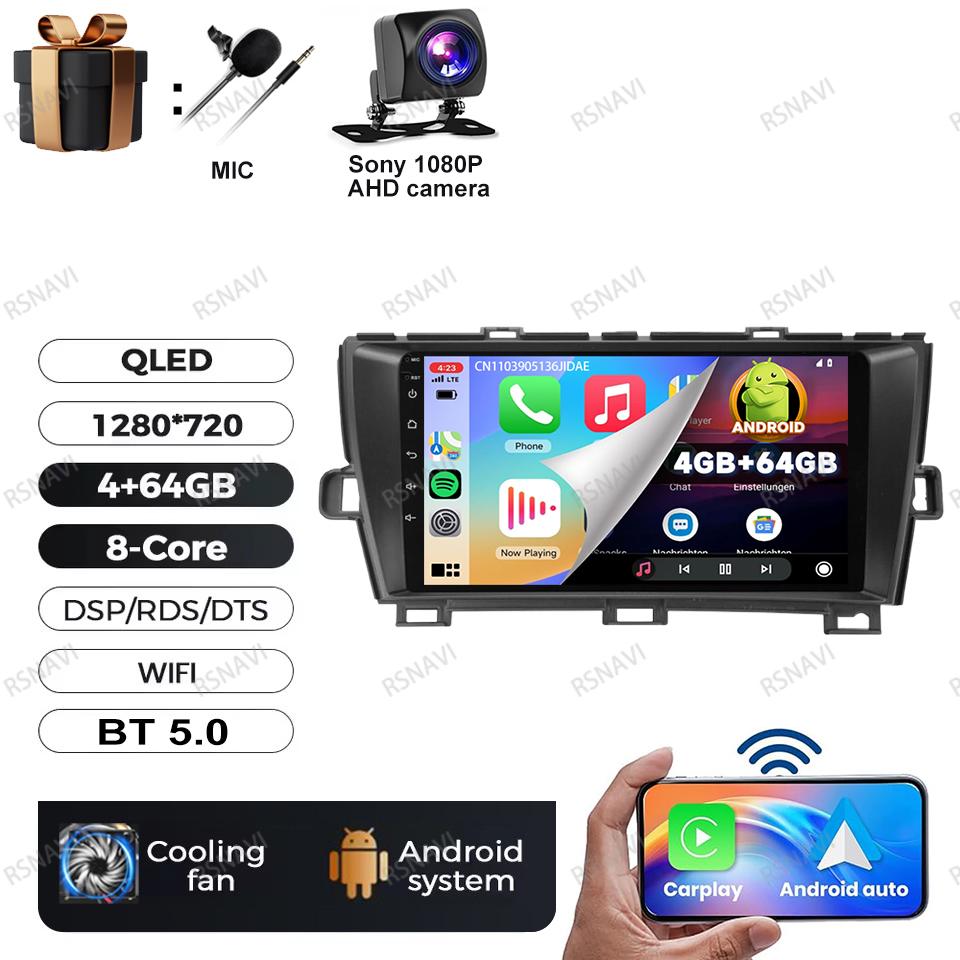 Car Radio Android 16 For Toyota Prius XW30 2009 - 2015 LHD BT DSP Viedo Player GPS Autoradio Multimedia 4G LTE QLED Head Unit