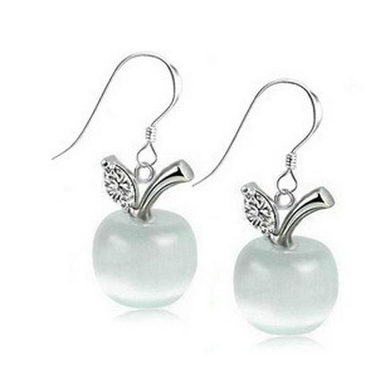Korean Style Pink and White Crystal Moonstone Earrings