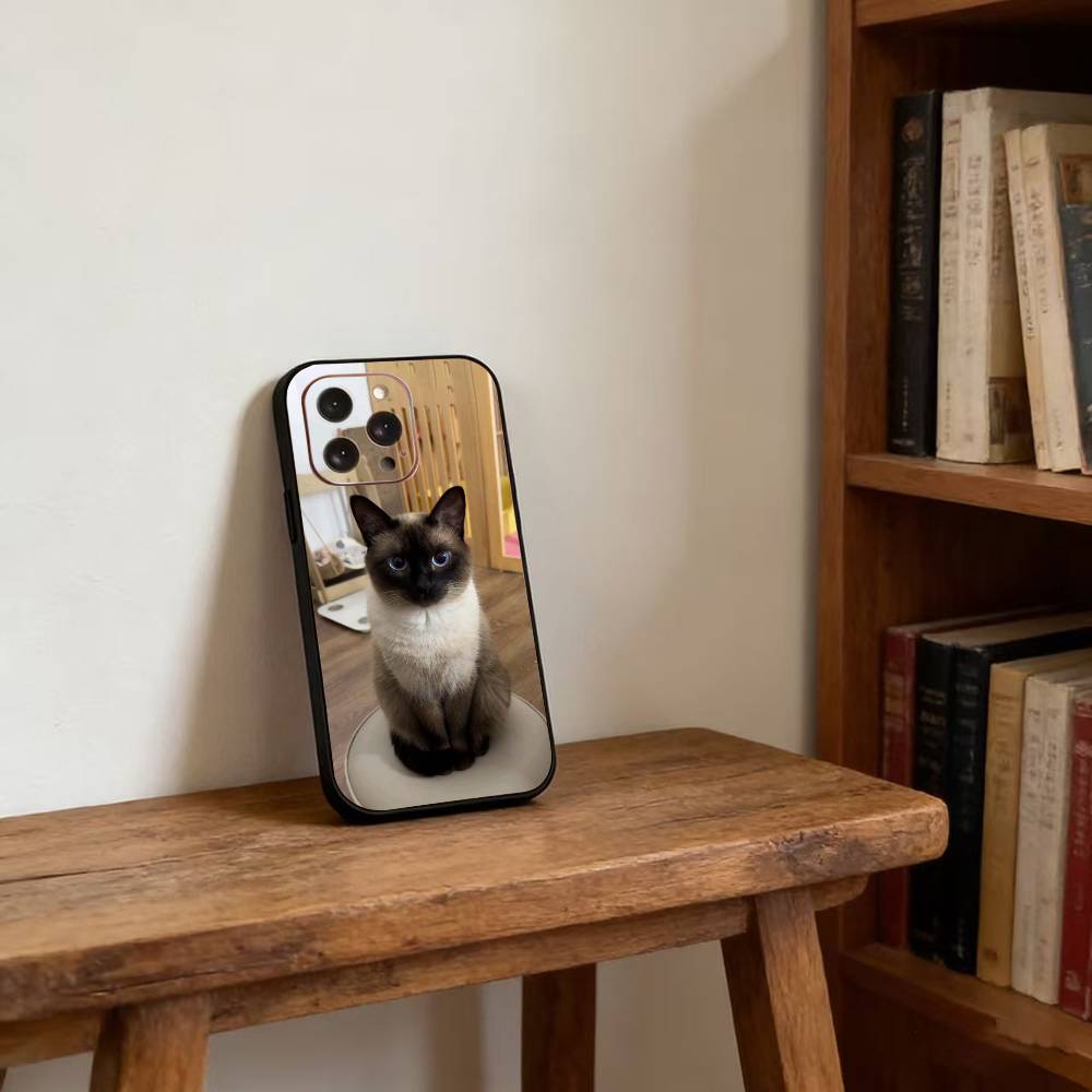 S-Siamese Cat Cute Phone Case For iPhone 17, 16,15,14,13,12,11 Plus,Pro Max, Others Soft Black Cover