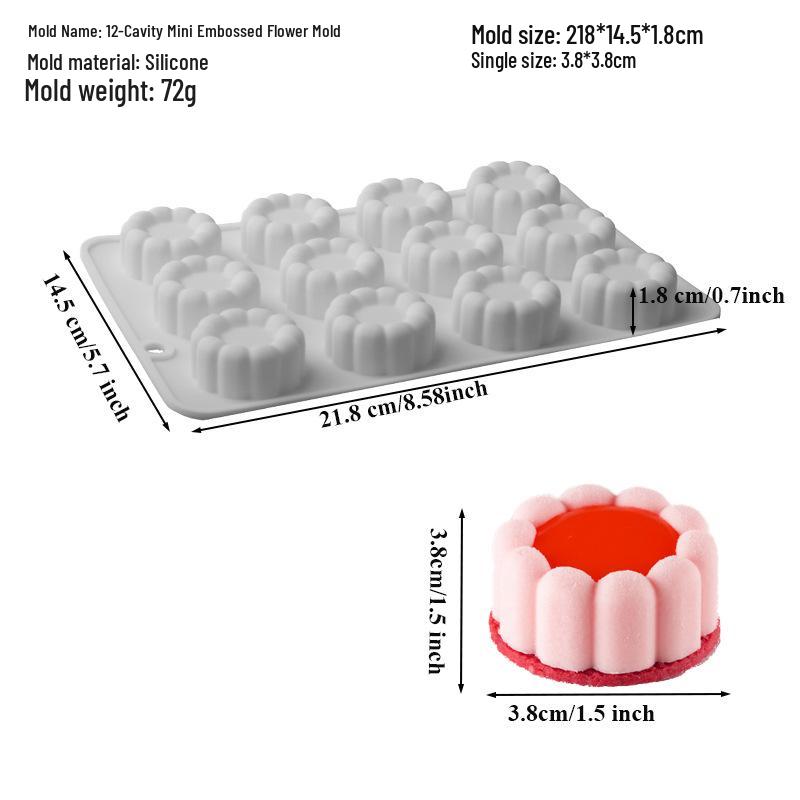 6-Cavity Flower & Heart Silicone Mousse Mold for Chocolate and Cakes